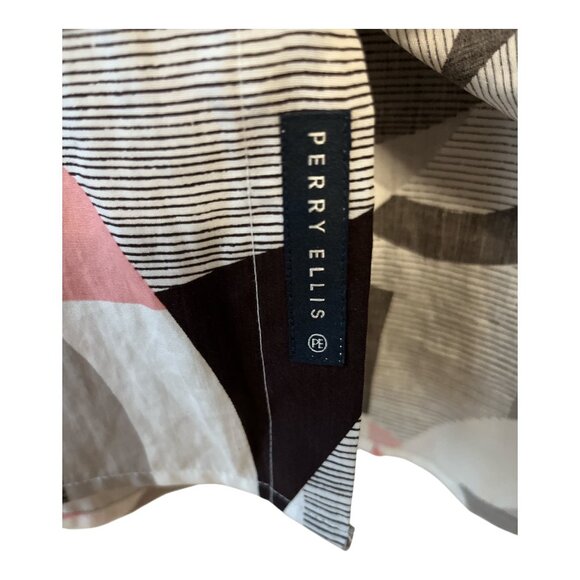 Perry Ellis Men’s XXLT Geometric Print Short-Sleeve Shirt – 100% Lyocell – Retro - Picture 3 of 6